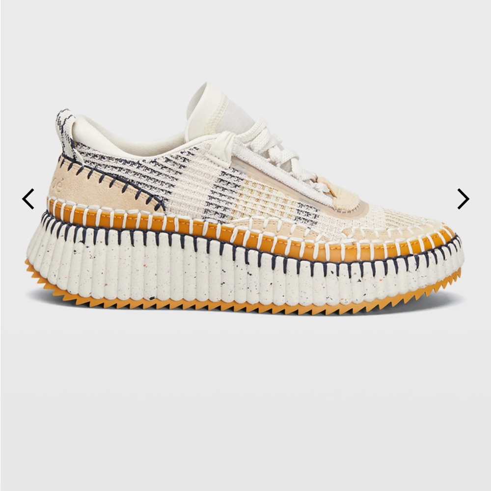 Chloe Nama Stitch Walking Sneakers in Biscotti Beige